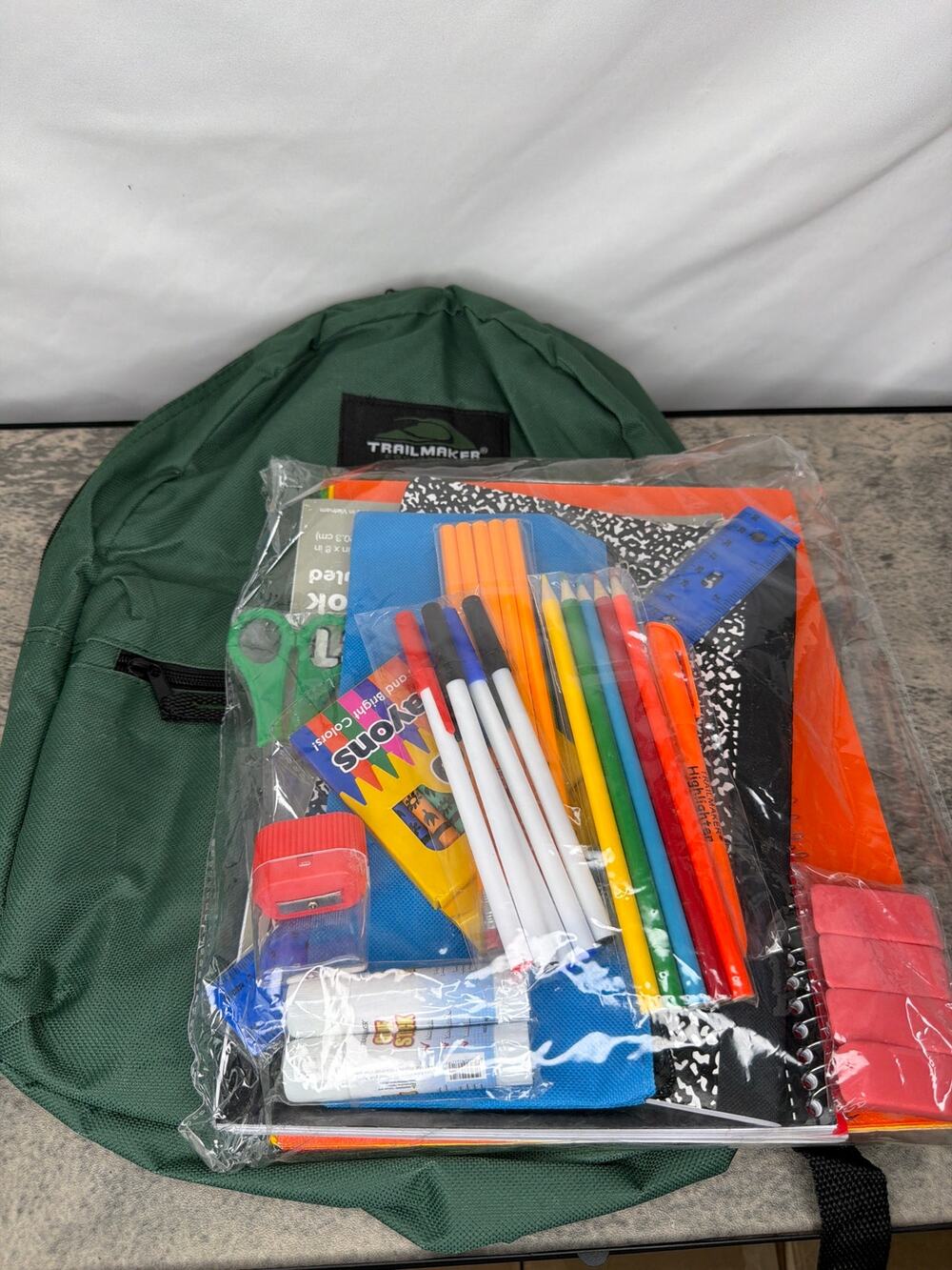 Trail maker School Supplies Kit 45 Piece School Supply Kit & Green Backpack